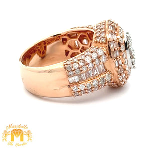 3.55ct Diamonds 14k Rose Gold Men`s Ring with Baguette and Round Diamonds