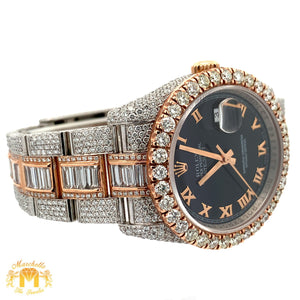 36mm Iced out Rolex Datejust Watch with Two-Tone Oyster Bracelet