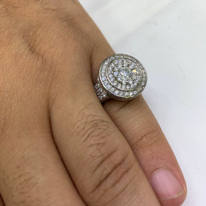 14k White Gold Round Shaped Diamond Ring