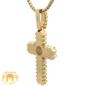 9.98ct Diamonds 14k Gold Extra Large Cross with Round Diamonds and 3mm Ice Link Chain Set(choose your color)