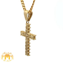 Load image into Gallery viewer, 14k Gold and Diamond Cross Pendant and Gold Cuban Link Chain Set (choose your color)