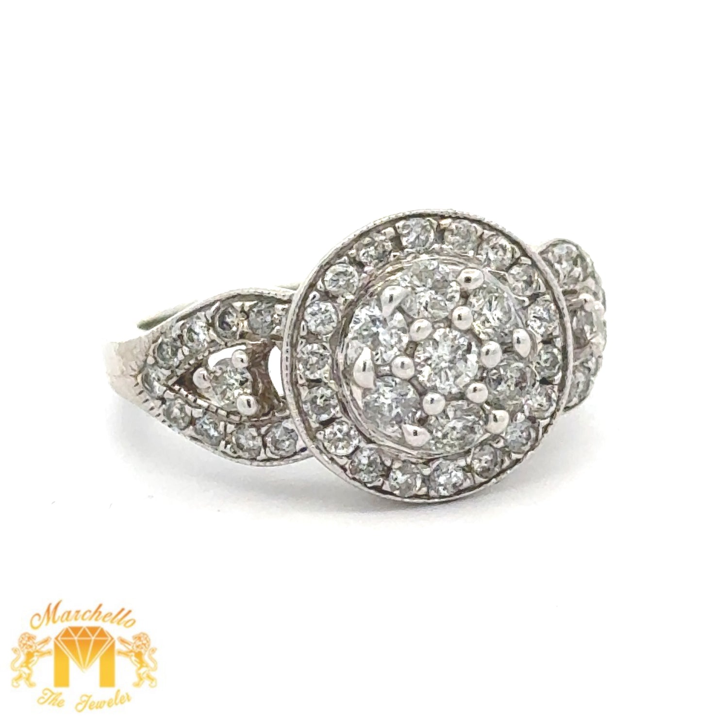 White Gold and Diamond Ladies` Ring with Round Diamonds