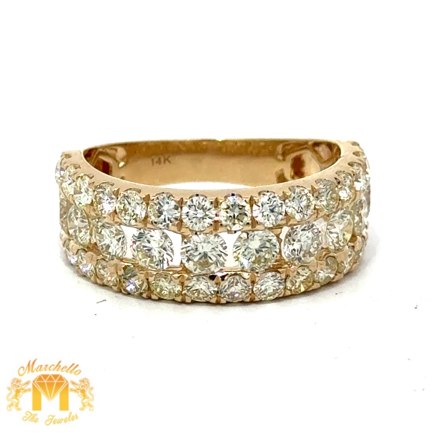 3.60ct diamonds 14k Yellow Gold Band with Round Diamonds