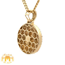 Load image into Gallery viewer, 14k Yellow Gold and Diamond Lion Head Round Shaped Pendant and 14k Yellow Gold Cuban Link Chain
