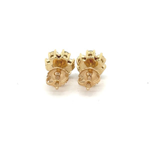 14k yellow gold and diamond Flower Earrings