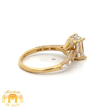 Load image into Gallery viewer, 18k Yellow Gold and Diamond Engagement Ring with Emerald cut Diamonds