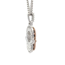 Load image into Gallery viewer, 14k two-tone: white and rose gold Hamsa Pendant and White Gold Cuban Chain