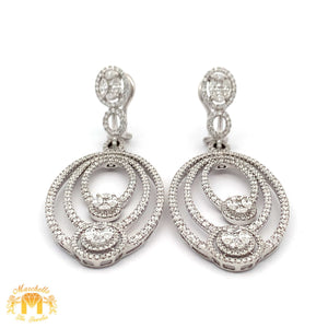 VVS/vs high clarity diamonds set in a 18k White Gold Dangling Oval Shape Diamond Earrings