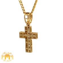 Load image into Gallery viewer, 8 piece deal: 14k Yellow Gold and Diamond Praying Hand Pendant + Cross Pendant + 14k Cuban 2 Chains + Gold and Diamond Earrings + 2 gifts from MTJ