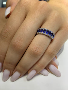 VVS/vs EF color high clarity diamonds set in a 18k Gold Celine Blue Sapphire Ring with Round Diamonds