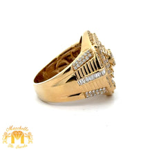 Load image into Gallery viewer, 14k Yellow Gold and Diamond Men`s Ring with Baguette and Round Diamonds