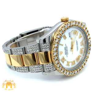 41mm Rolex Datejust Diamond Watch with Two-tone Oyster Band (Mother of pearl ( MOP ) factory Roman dial) (Model number: 116333)