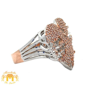 14k Two-Tone Gold and Diamond Heart Ring with Round Diamonds