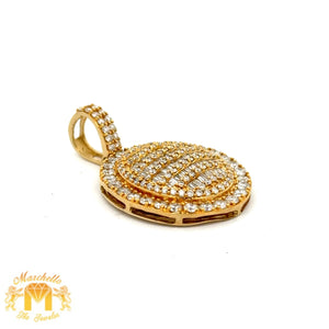14k Yellow Gold and Diamond Oval Shaped Pendant and 14k Yellow Gold Cuban Link Chain Set
