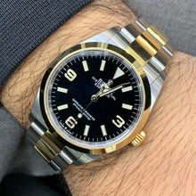 Load image into Gallery viewer, 36mm Rolex Watch with Two-tone Oyster Bracelet (smooth bezel, black dial)