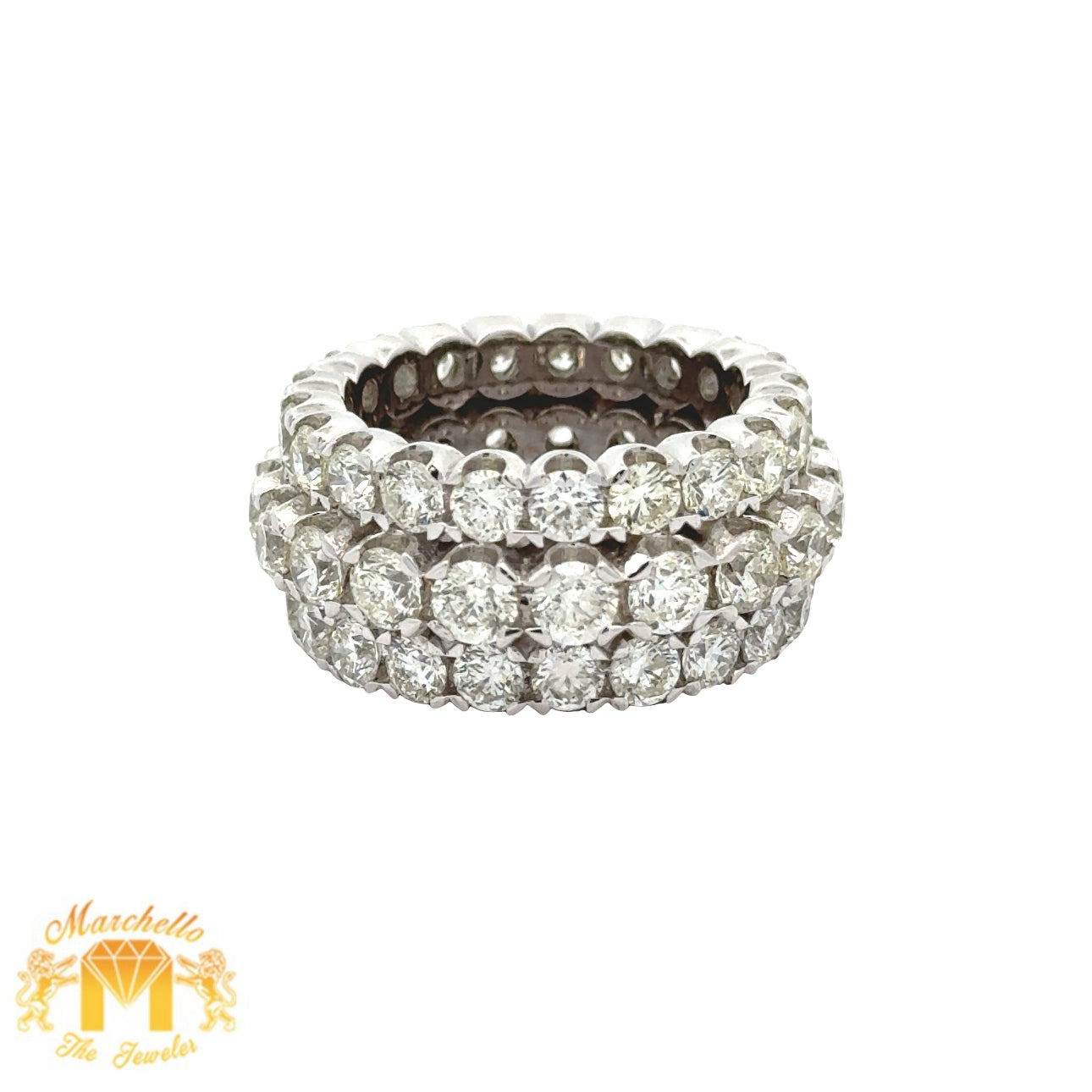 13.58ct diamonds 14k White Gold Eternity Wedding Band with Large Round Diamonds