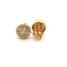 Load image into Gallery viewer, 14k Yellow Gold and Diamond Round Earrings