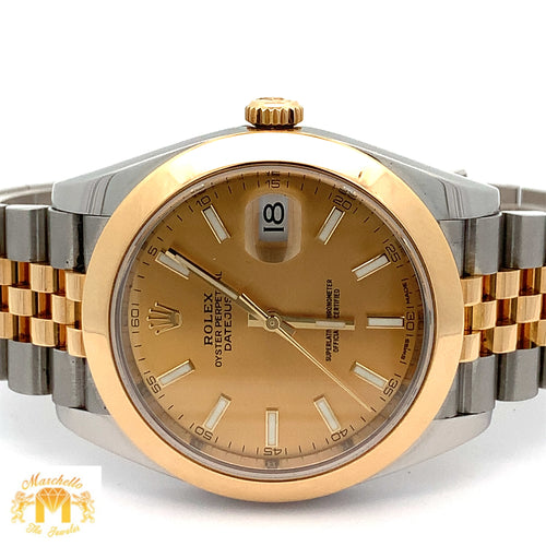 41mm Rolex Watch with Two-Tone Jubilee Bracelet (smooth bezel, champagne dial)