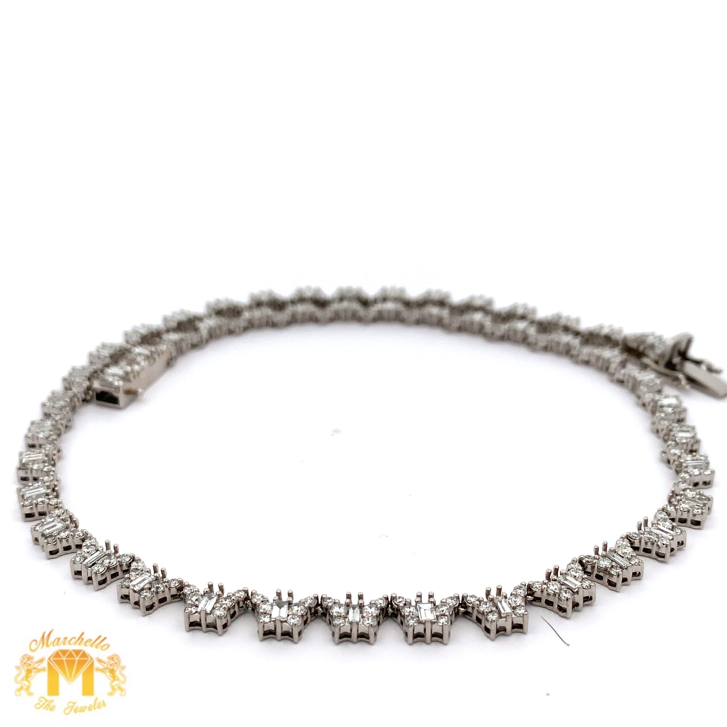9.11ct diamonds 14k White Gold Fancy Butterfly Chain with Round and Large Baguette diamonds (LIMITED EDITION)