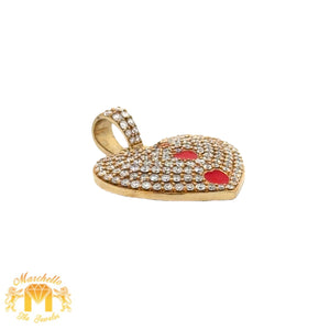 14k Yellow Gold and Diamond Heart Pendant and 14k yellow gold Cuban Chain