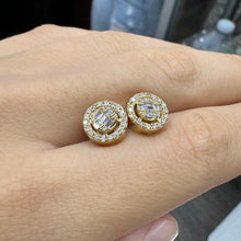 Load image into Gallery viewer, 14k Yellow Gold and Diamond Round Earrings