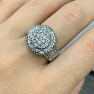 White Gold and Diamond Round Shape Men`s Ring