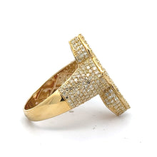 Load image into Gallery viewer, Gold and Diamond Cross Ring with Round and Baguette Diamonds (choose your color)