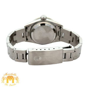 4 piece deal: 24mm Ladies` Rolex Watch with Stainless Steel Oyster Bracelet + White Gold and Diamond Heart Shape Bracelet