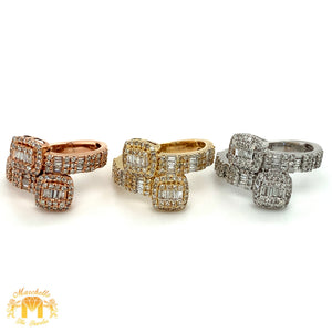 Gold and Diamond  Twin Squares Ladies` Ring(choose a color)