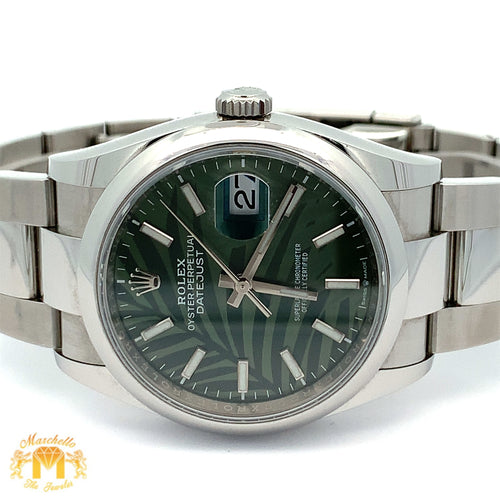36mm Rolex Watch with Stainless Steel Oyster Bracelet (palm dial, Rolex papers)