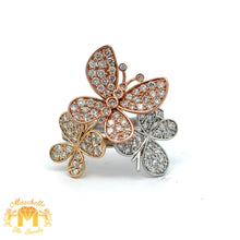 Load image into Gallery viewer, 14k Tri-Color Gold and Diamond Butterfly Ring with Round Diamonds