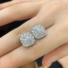 Load image into Gallery viewer, White gold and Diamond Earrings with Baguettes
