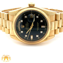 Load image into Gallery viewer, 36mm 18k gold Rolex Presidential Watch (black diamond dial, quick-set)