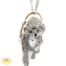 Load image into Gallery viewer, 13.80ct Diamonds 14k White Gold Large Jesus Head Pendant with Round Diamonds