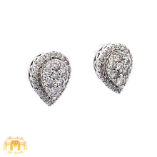 Load image into Gallery viewer, White Gold and Diamond Tear Drop shape Earrings with Round Diamonds