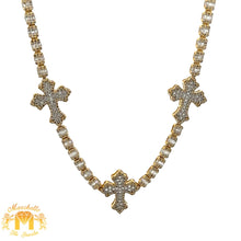 Load image into Gallery viewer, 5.38ct Diamond and Gold Cross Necklace with Round Diamonds (choose your color)