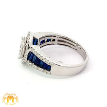 Load image into Gallery viewer, VVS/vs EF color high clarity diamonds set in a 18k Gold Pear Shaped Ring with Blue Sapphire