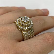 Load image into Gallery viewer, 3.28ct diamonds 14k Yellow Gold Cake Men`s Ring with Round Diamonds