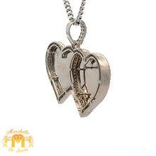 Load image into Gallery viewer, 14k Gold and Diamond Twin Heart Picture Pendant and Gold Cuban Link Chain Set (choose your color)