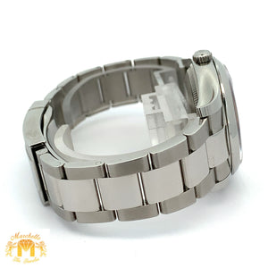 34mm Rolex Watch with Stainless Steel Oyster Bracelet (smooth bezel, salmon dial)