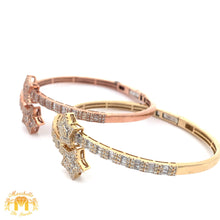 Load image into Gallery viewer, Gold and Diamond Twin Star Bangle Bracelet with Round and Baguette Diamonds (choose your color)