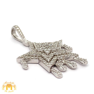 3.50ct diamonds 14k White Gold Star Pendant and 2mm Ice Link Chain Set