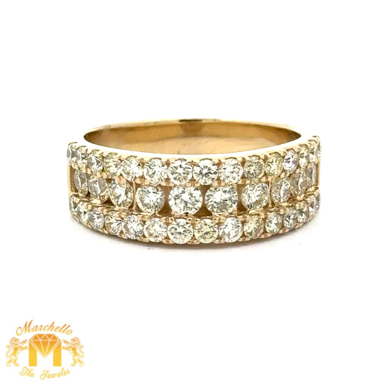3.66ct diamonds 14k Yellow Gold Wedding Band with Round Diamonds