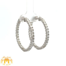 Load image into Gallery viewer, 5.96ct diamonds 14k White gold Hoop Earrings with Princess Cut diamonds