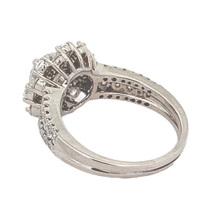 2.85ct diamonds 18k White Gold Flower Shaped Engagement Ring with Pear and Round Diamonds (LIMITED EDITION)