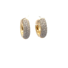 Load image into Gallery viewer, 14k yellow gold and diamond Hoop Earrings with Round Diamonds