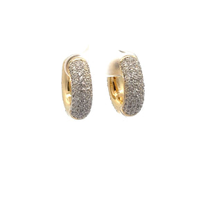 14k yellow gold and diamond Hoop Earrings with Round Diamonds