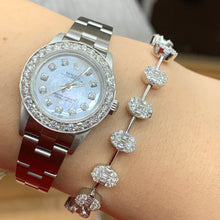 Load image into Gallery viewer, 4 piece deal: 26mm Rolex Diamond Watch + 14k white gold and diamond Fancy Bracelet + Complimentary Earrings + Gift from MTJ