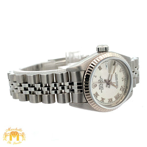 26mm Ladies` Rolex Watch with Stainless Steel Jubilee Bracelet (silver dial, fluted bezel)