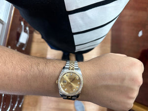 Full factory 36 mm Diamond Rolex watch with Two-tone Jubilee Band